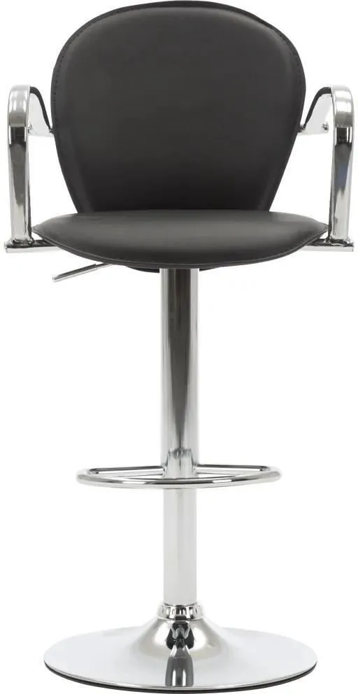 Vidaxl Stołek Barowy Z Podłokietnikami, Czarny, Sztuczna Skóra