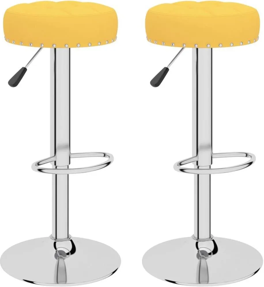 Vidaxl Krzesła Barowe 2Szt. Musztardowe Tapicerowane Tkaniną 332978