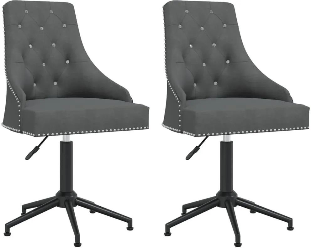 Vidaxl Obrotowe Krzesła Stołowe 2 Szt Ciemnoszare Aksamitne 3093110